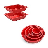 2x Silicone Square Cake Pans + 4x Silicone Round Cake Pans