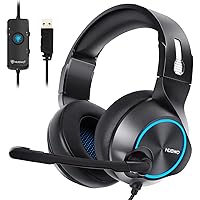 NUBWO USB Gaming Headset for PC, Computer Headphones with Microphone/Mic Noise Cancelling, Wired Headset & RGB Light Gaming Headphones for PS4/PS5 Console Laptop