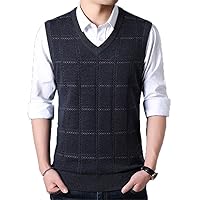 Sweater Men Knitted Wool Mens Sweaters Autumn Winter V-Sleeveless Vest Pullover Black 4XL
