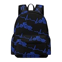 Heart Beat Motorbike Casual Backpack Travel Hiking Laptop Business Bag for Men Women Work Camping Gym