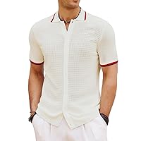 PJ PAUL JONES Mens Summer Breathable Lightweight Golf Shirts Knitting Stretchy Polo Shirts