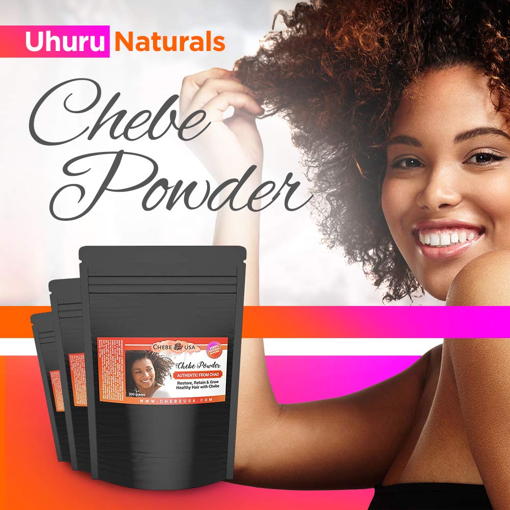 Uhuru Naturals Chebe Powder 20 grams – Dye Free Natural African Chebe Powder/Hair Mask w/Lavender For Enhanced Hair Growth & Strength – Long Moisturized Hair For Men & Women