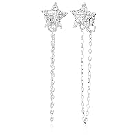 Amazon Collection Rhodium Plated Sterling Silver Diamond Star Demi Fine Earrings (0.07 cttw,I-J Color, I2 -I3 Clarity)