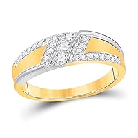 The Diamond Deal 10kt Two-tone Gold Mens Round Diamond 3-stone Wedding Ring 1/2 Cttw