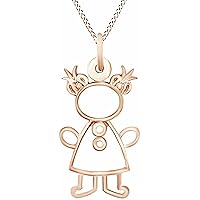 Women's Cute Kid Pendant Necklace in 925 Sterling Silver 14K Gold Finish