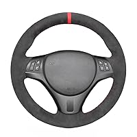 MEWANT Alcantara Car Steering Wheel Cover for BMW (M Sport) 1 Series E87/ E81/ E82 (Coupe)/ E88 (Convertible)/ M E82/ 3 Series E90/ E91/ E92/ E93/ X1 E84/ M3 E90/ E92/ E93