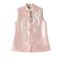 National Women's Spring Autumn Loose Short Embroidery Chinese Vest Coat