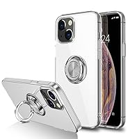Ultra Clear Case for iPhone 15 Plus Case with Ring Holder, Magnetic Invisible Stand [10FT Mil-Grade Protection] Clear Thin Slim Bumper Cover