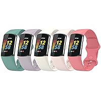 Compatible with Fitbit Charge 6 Bands, Replacement Soft Silicone Watch Straps Soft Wristband for Fibit Charge 5/Charge 6 Fitness Tracker Women&Men (Small)