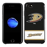 Apple iPhone 8/ iPhone 7/ iPhone 6S/ iPhone 6 - NHL Licensed Anaheim Ducks Black Jersey Textured Back Cover on Black TPU Skin