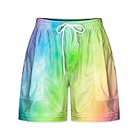 July 4th Womens Drawstring Elastic Waist Casual Shorts Summer Fashion Tie Dye Loose Athletic Shorts with Pockets