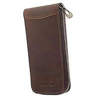 1pc Zipper Watch Leather Case Man Single Bag Cap