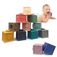 Baby Blocks Soft Building Blocks Baby Teething Toys Teethers Educational Squeeze Play with Numbers Animals Shapes Textures Gifts 6 Months and Up 12PCS