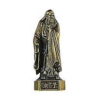 CHUNCIN - Feng Shui Brass Statue Lao Tzu Standing on Bagua Diagram Founder of Taoism Meditation Room Sculpture Brings Tranquility Inner Peace Happiness Tea Table Decor Figurine for Collection