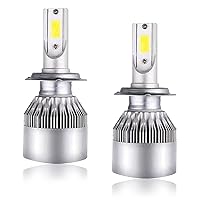 H7 Car LED Headlight Bulbs, 6000K 3800LM Super Bright C6 LED Light for Automotive High and Low Beam Fog Headlights, Plug and Play Bulb Lighting Replacement for Most Car (White)