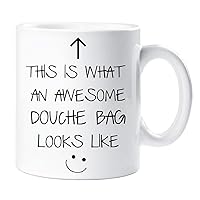 Douche Mug V2 This Is What An Awesome Douche Bag Looks Like Urban Dictionary Funny Novelty Ceramic Cup Gift Friend Mug Gift Idea for Him and Her, 9 Styles Available