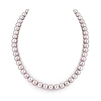 The Pearl Source 14K Gold 7-8mm AAA Quality Pink Freshwater Cultured Pearl Necklace for Women in 18