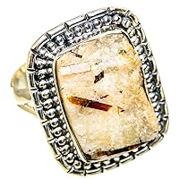 Ana Silver Co Large Rough Astrophyllite Ring Size 8.5 (925 Sterling Silver) - Handmade Jewelry, Bohemian, Vintage RING108879