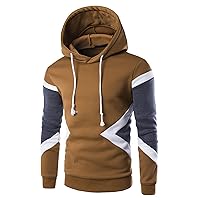 Men's Stylish Color Block Hoodies Sport Hooded Sweatshirt Casual Fleece Athletic Pullover Hoodie Tops with Pocket