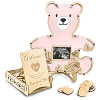 Baby Shower Guest Book Alternatives - We Can Bearly Wait Baby Shower Decorations For Girl- Teddy Bear Baby Shower Decorations - Centerpieces - Woodland Baby Shower Ultrasound Picture Frame (Pink)