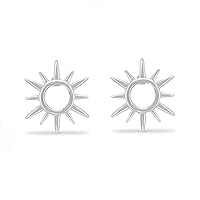 Boma Jewelry Sterling Silver Sunburst Sun Open Circle Stud Earrings