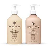 Hairitage Outta My Hair Gentle Daily Shampoo - Cleanses + Hydrates Hair - For Dry Hair With Jojoba Oil + SOS Deep Moisture + Restore Conditioner - For Dry, Thick Hair with Safflower Oil - 13 oz
