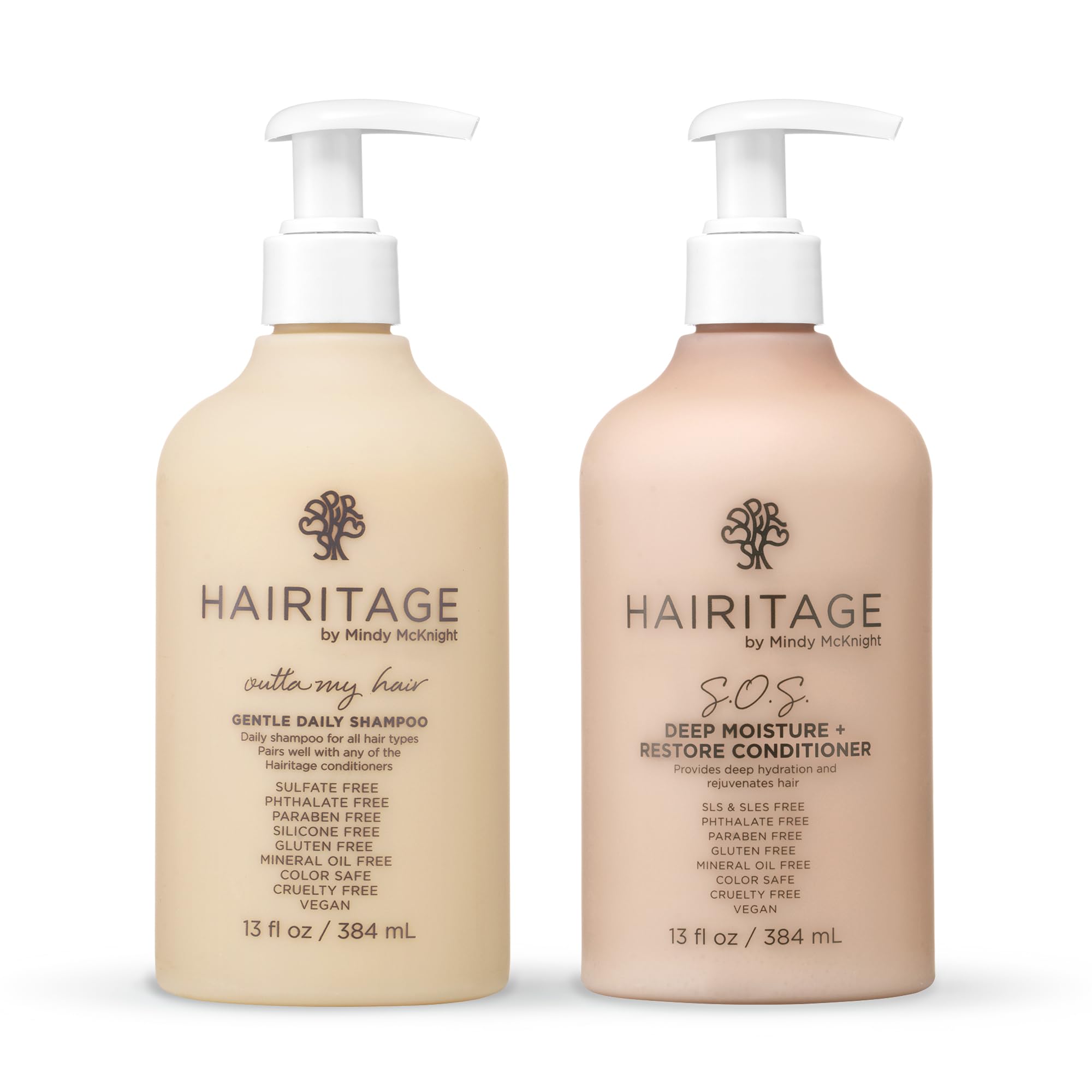 Hairitage Outta My Hair Gentle Daily Shampoo + SOS Deep Moisture + Restore Deep Conditioner - 13 oz