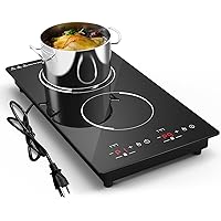 Double Induction Cooktop, 2 Burners Induction Cooktop 110v, 12 inch Portable Electric Stove Top, Countertop and Built-in Induction Cooktops Plug in,9 Power Levels, Child Lock,120 Mins Timer