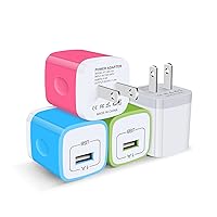 USB Wall Charger Adapter, FiveBox 4Pack 1Port 5W 1Amp Wall Charger Block Power Brick Base Charging Cube Plug Box Compatible iPhone 15 14 13 12 11 Mini Pro Max SE X XR XS 6 7 8 Plus, Samsung, Android