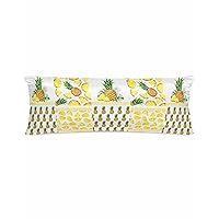 Satin Pillowcase for Hair and Skin, Pineapple 1 Pack Soft Silk Pillow Covers, Watercolor Yellow Summer Fruits Grey Striped Luxurious Pillow Cases Cover with Hidden Zipper Closure, 20