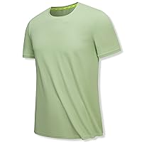 Mens Quick Dry Athletic T-Shirt Solid Color Basic Tops Crewneck Summer Workout Blouse Stretch Short Sleeve Summer Undershirt