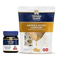 Manuka Honey Lozenge and Honey Jar Bundle, Lemon and Ginger Lozenges, 115+ MGO 8.8 oz Jar of Honey