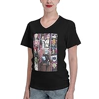 Anime That Time I Got Reincarnated As A Slime V Neck T Shirt Woman's Summer Casual Tee Cotton Short Sleeve Shirts