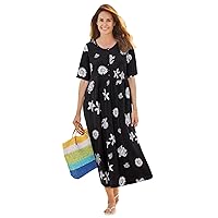 Woman Within Women's Plus Size Stamped Empire Waist Dress