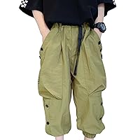 Kids Boys Cargo Jogger Pants Elastic Waist Cargo Trousers with Pockets Sports Hiking Bottoms Sweatpants Casual Wear