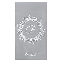 Vine Wreath Initial Custom Guest Towel / 100 Grey 3 Ply Paper Uncoined Disposable Towels With Choice Of Foil / 4 1/4