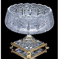 Old Baccarat Circa 1900 Bronze Decorated Oversized Crystal Glass Compote