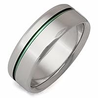 Green Sliver Titanium Wedding Band Ring