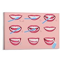 How to Brush Teeth Correctly Steps Poster Oral Hygiene And Health Care Poster (1) Canvas Poster Wall Art Decor Print Picture Paintings for Living Room Bedroom Decoration Frame-style 12x08inch(30x20cm)