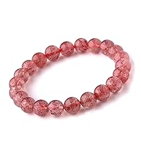 10mm Natural Red Strawberry Quartz Crystal Love Round Beads Women Men Bracelet AAAA