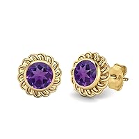 6mm Round Shape Amethyst 925 Sterling Silver Celtic Knot Stud Earrings Minimalist Delicate Jewelry