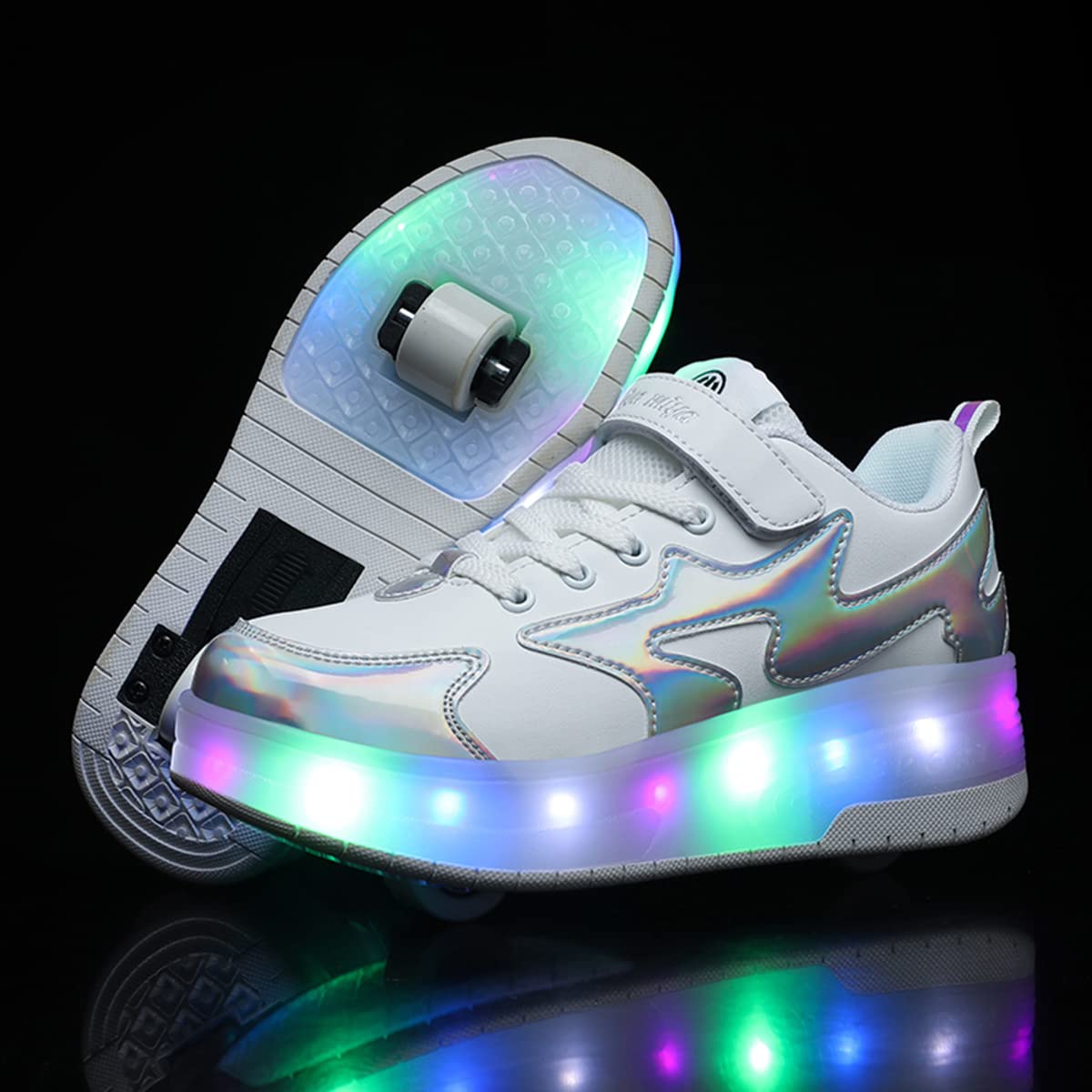 BFOEL Kids Roller Skates Light up Shoes with Double Wheel Shoes LED USB Charging Roller Sneakers for Girls Boys Birthday Christmas Day Best Gift