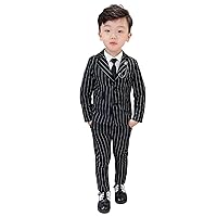 Boys' Stripe 2-Piece Suit Notch Lapel 2 Buttons Jacket & Pants Wedding Formal Business Uniform