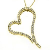 14k Yellow Gold Diamond Heart Pendant 2.44 Carats