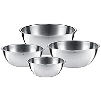 WMF 645709990 Gourmet Bowl Set for Kitchen 4-Piece, Cromargan Stainless Steel, Multifunctional, Mixing Bowl, Serving Bowl, Stackable