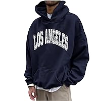 Mens Letter Print Pullover Hoodies Hipster Hooded Sweatshirt Los Angeles Graphic Hoodie Workout Sweater Hoody Tops