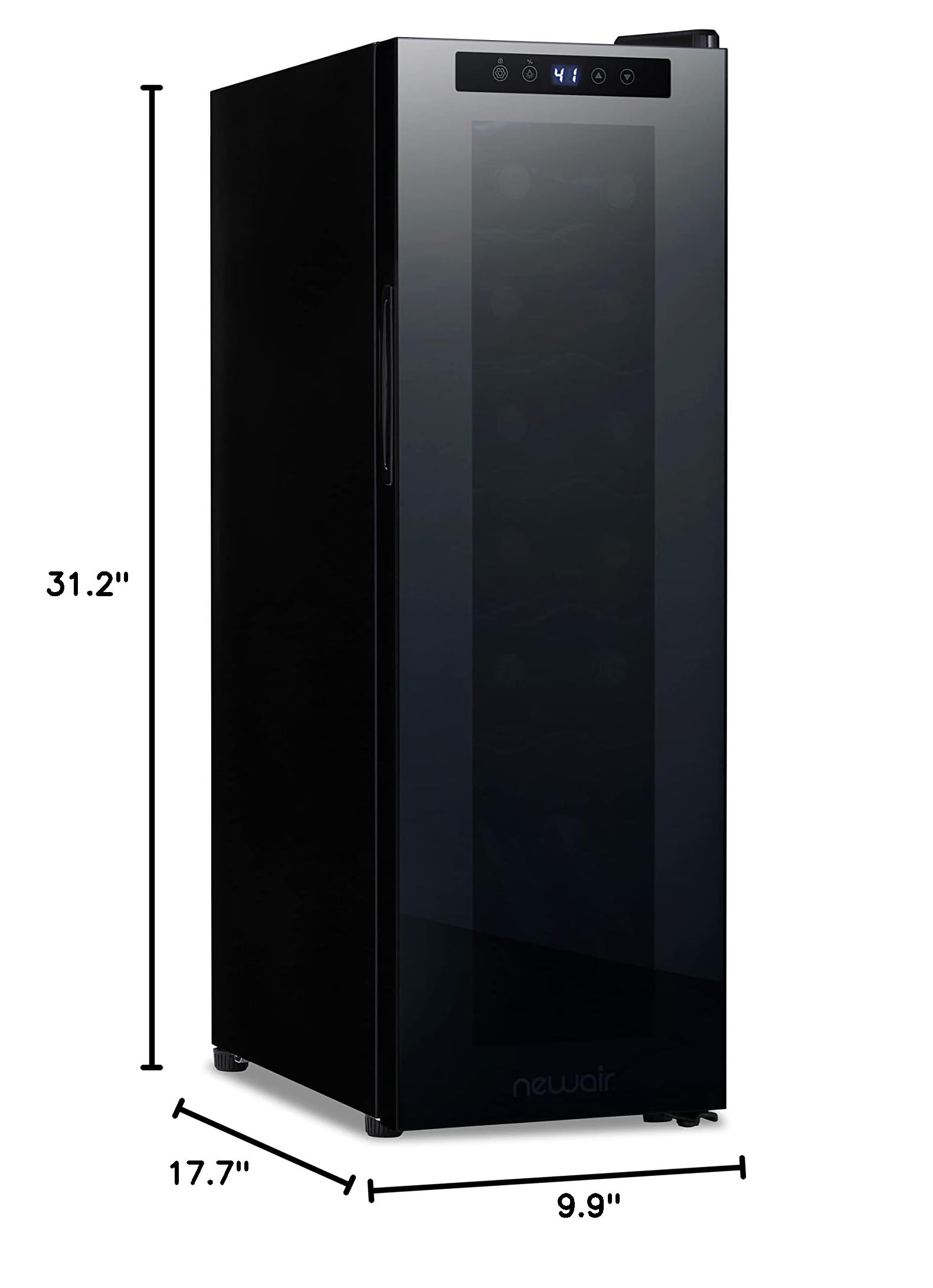 Newair 12 Bottle Wine Cooler Refrigerator | Shadow Series | Freestanding Mirrored Wine and Beverage Fridge with Double-Layer Tempered Glass Door & Compressor Cooling For Reds, Whites, & Sparkling Wine