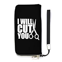 Hairstylist I Will Cut You Cute Wallet Long Wristlet Purse Credit Card Holder Cell Phone Purse Elegant Clutch Handbag for Women