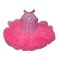 Little Baby Girls' Beaded Ruffled Child Miss National First Pageant Cupcake Dresses for Toddler