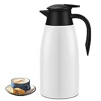 68oz Coffee Carafe Airpot Insulated Coffee Thermos Urn Stainless Steel Vacuum Thermal Pot Flask Dispenser for Coffee, Hot Water, Tea, Hot Beverage - Keep 12 Hours Hot, 24 Hours Cold -White